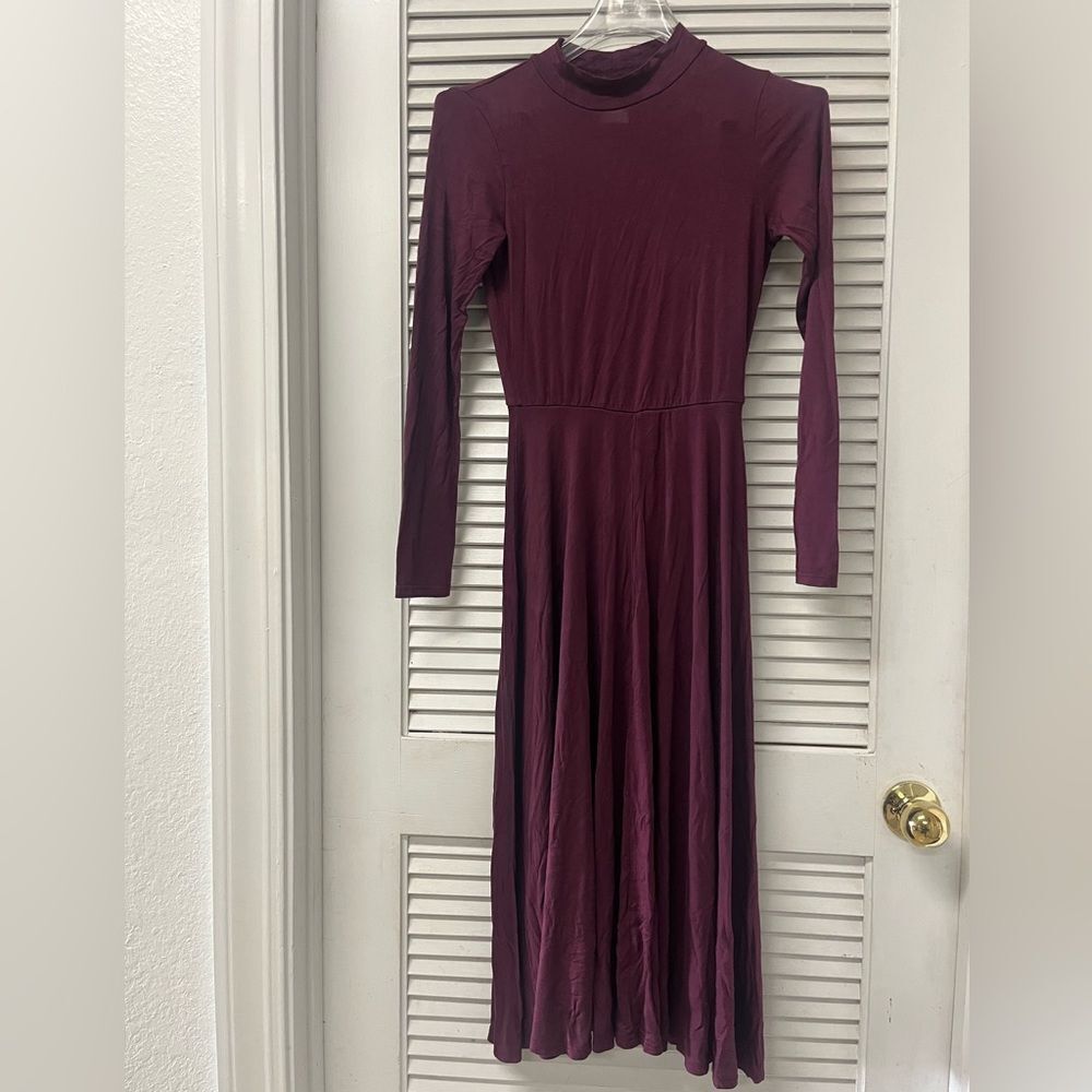 GABRIELLA ROCHA Mock Neck Dress M Purple Raisinette Long Sleeve EUC